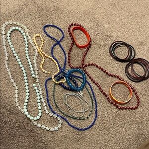 Multicolor Girls Beaded Necklace and Bracelet Set